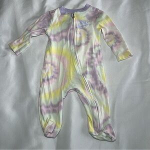 Nike Tie Dye Baby Girl 3M Onesie Footed Full Zip Pajamas